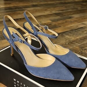 NWT White House Black Market Elegant Blue Slingback Heels